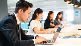 students in library