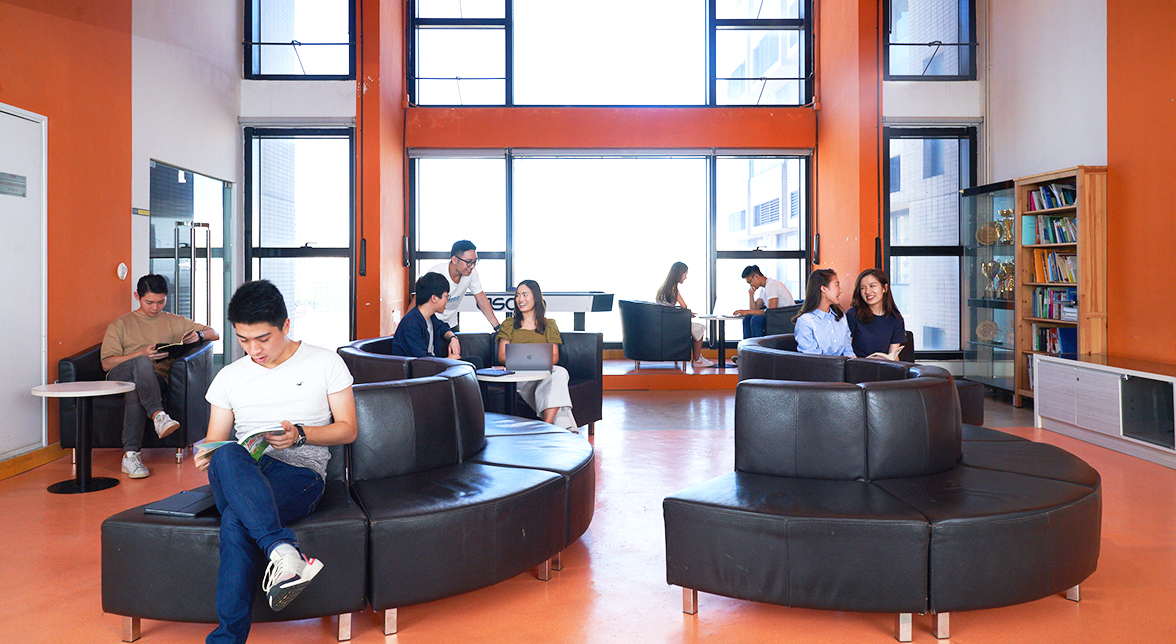 students in hall common room