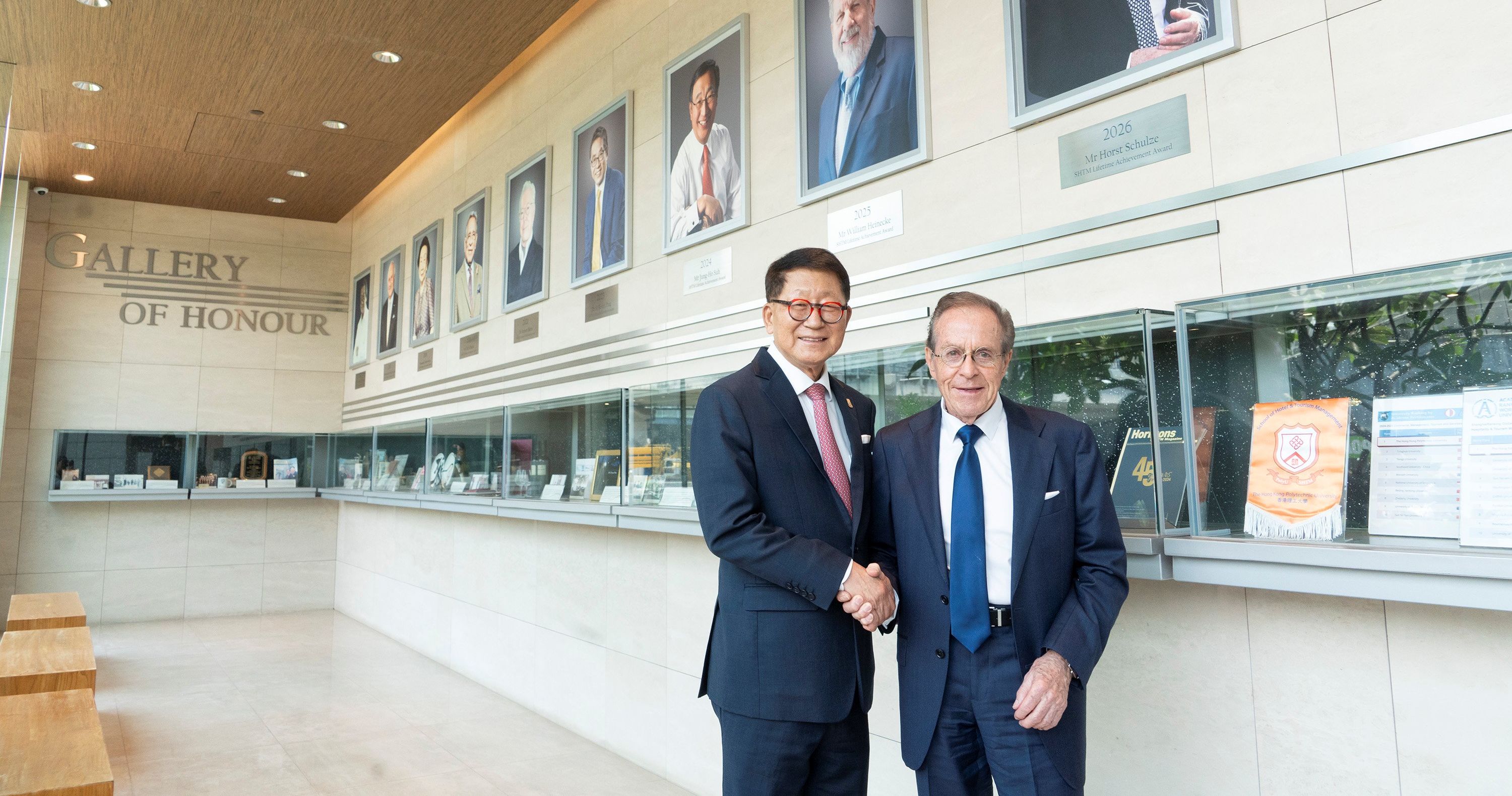 Mr Horst Schulze (right) was inducted into the SHTM Gallery of Honour.