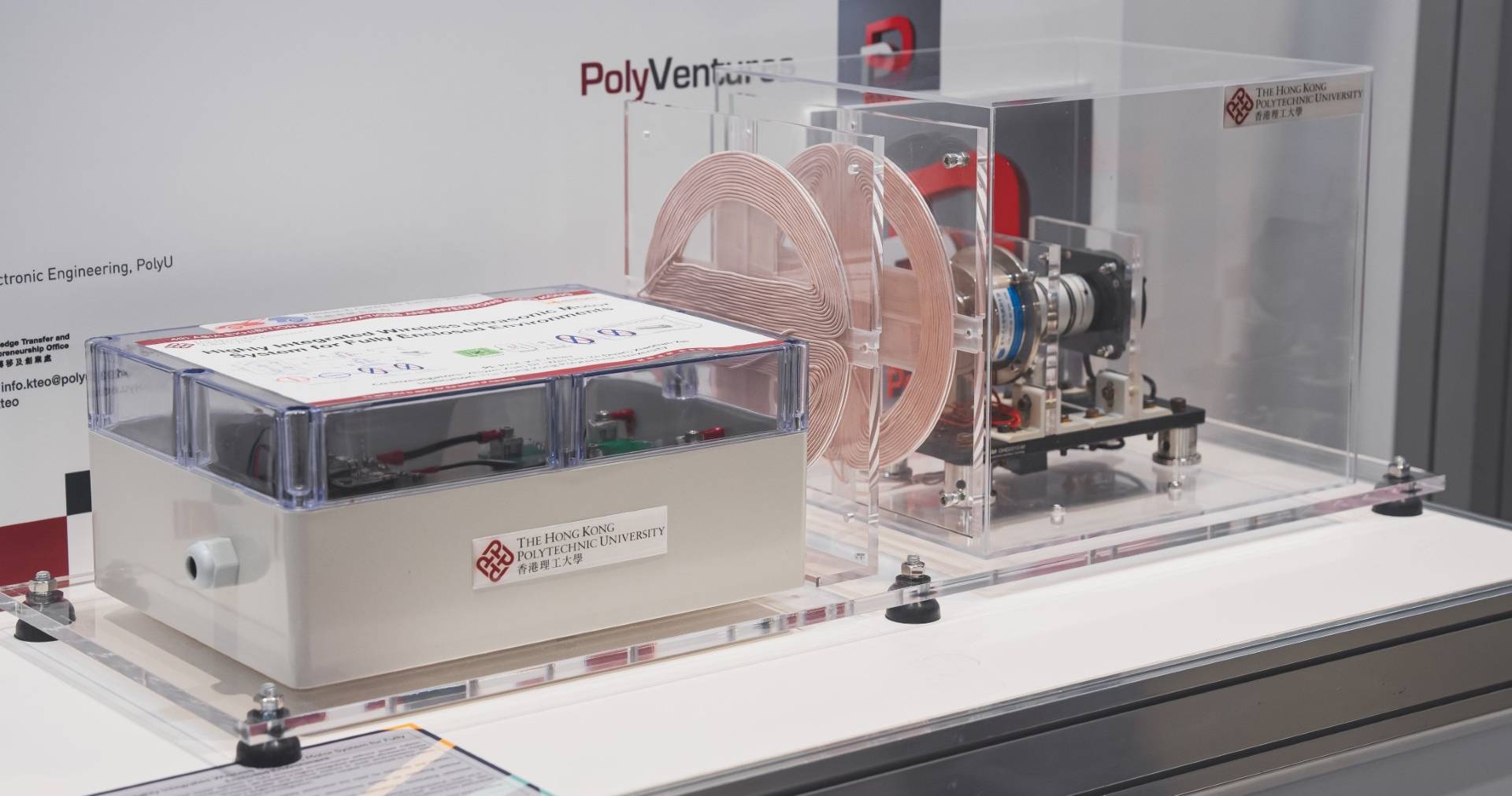A wireless energy internet, in which energy flows wirelessly among sources, interfaces and consumers, promises flexible and contactless energy delivery. The image shows the prototype developed by the PolyU research team.