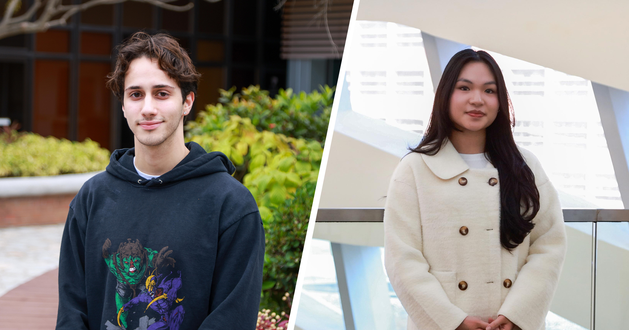 來自土耳其的Dora Saylikoglu （左）及印尼的Christelle Natalie Chua（右），正在理大多元社群中探索無限的學習和個人成長機遇。