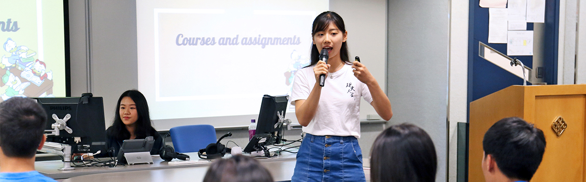 Student presenting in classroom