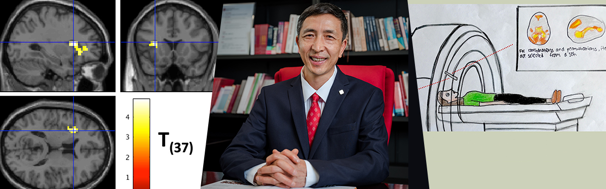 Prof Li Ping asks participants to read scientific texts and records their brain responses using an MRI scanner