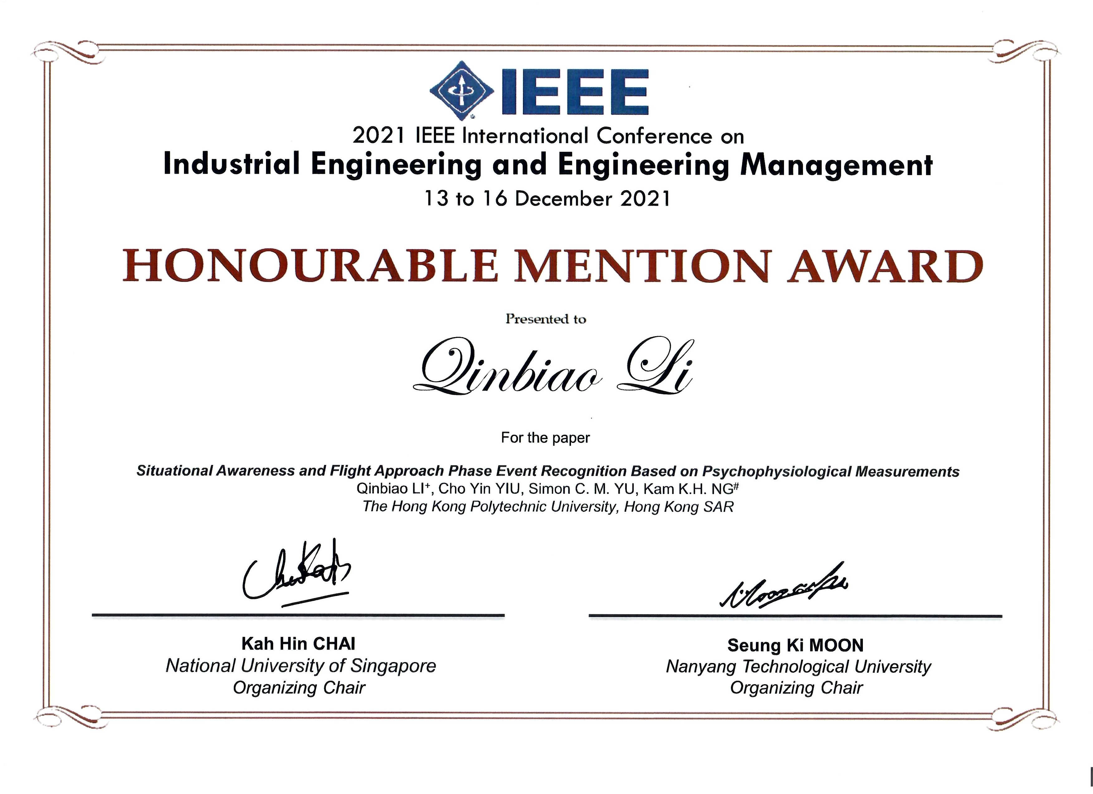 2021 IEEM Qinbiao Li - Cert