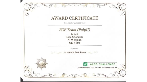 2nd place in Best Sharpe_certificate