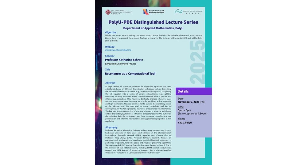 PolyU PDE DL series by Prof Katharina SchratzNov 7 20251