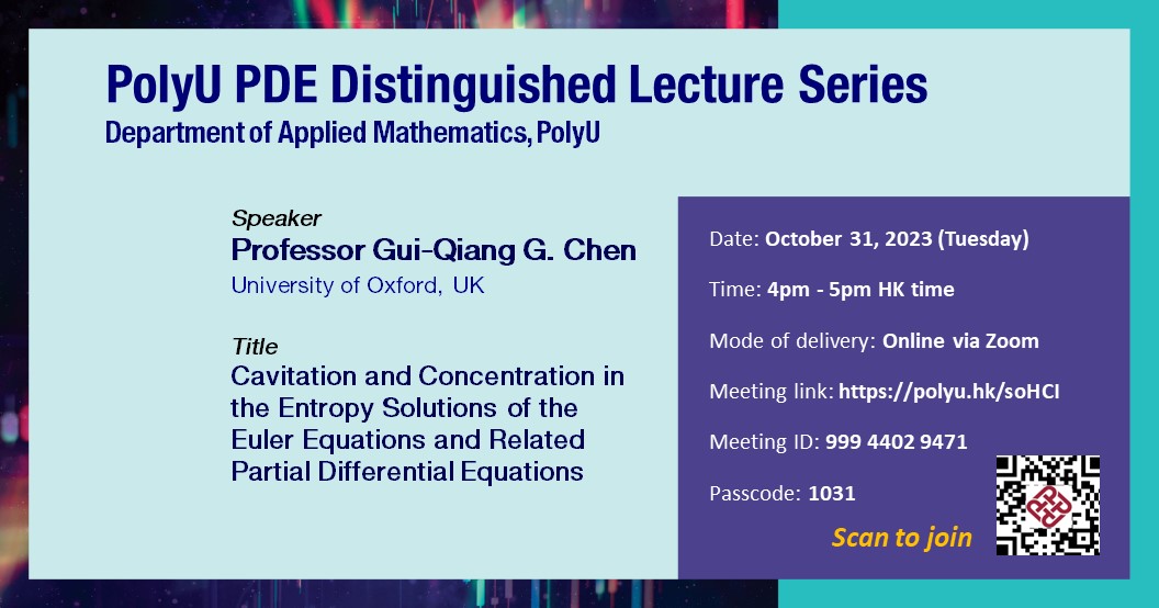PolyU PDE DL series by Prof GuiQiang ChenOct 31 2023web banner