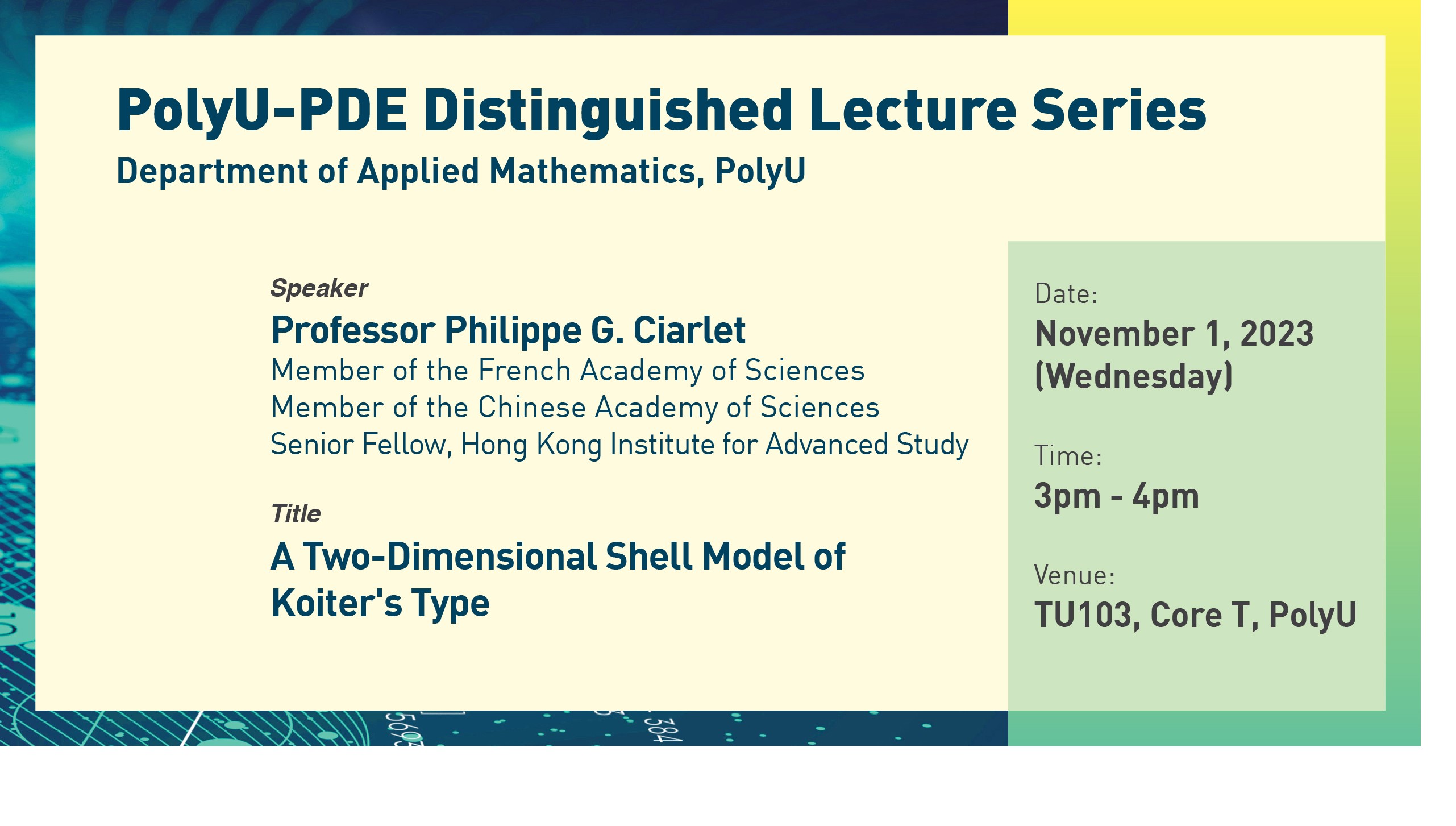 PolyU PDE DL series 2023_Prof Philippe Ciarlet_1 Nov 23_Web banner
