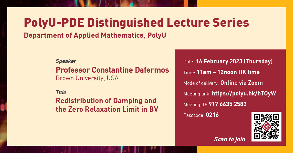 PolyU PDE DL series 2023Prof Constatine Dafermos 16 Febweb banner