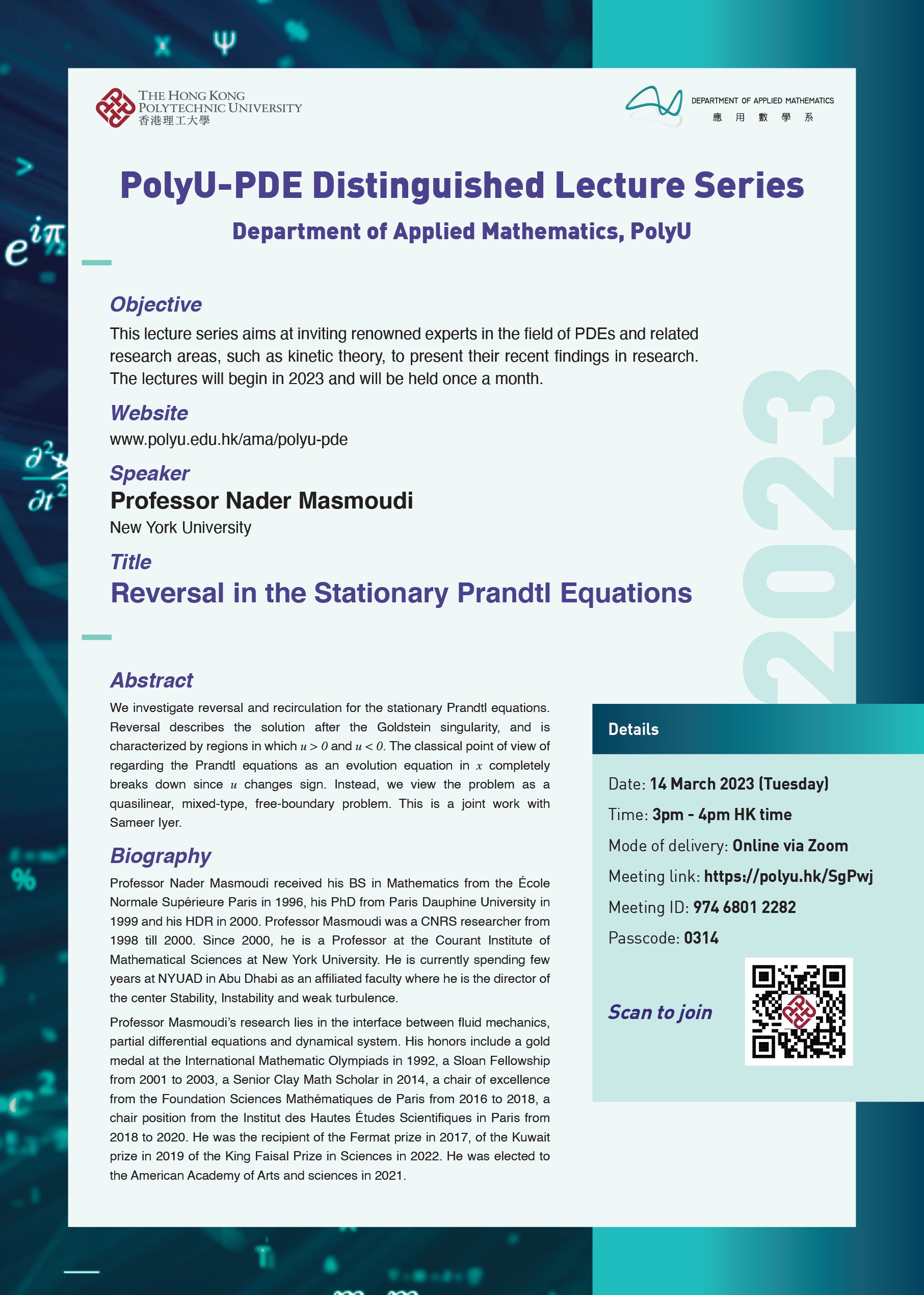 PolyU PDE DL series 2023_Prof Nader Masmoudi_14 March_eposter