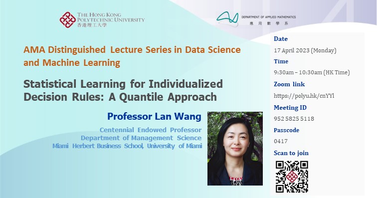 AMA DL Series in Data Science  Machine LearningProf Lan Wang17 Apr 2023webbanner