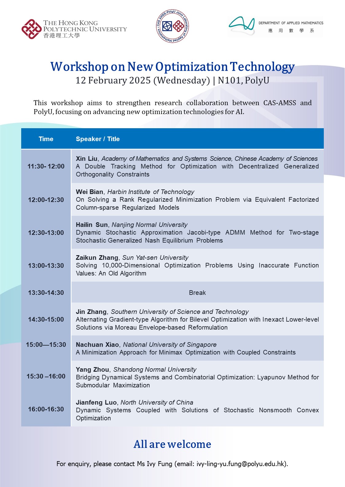 CAS AMSS-PolyU Workshop on New Optimization Technology_12 Feb 2025