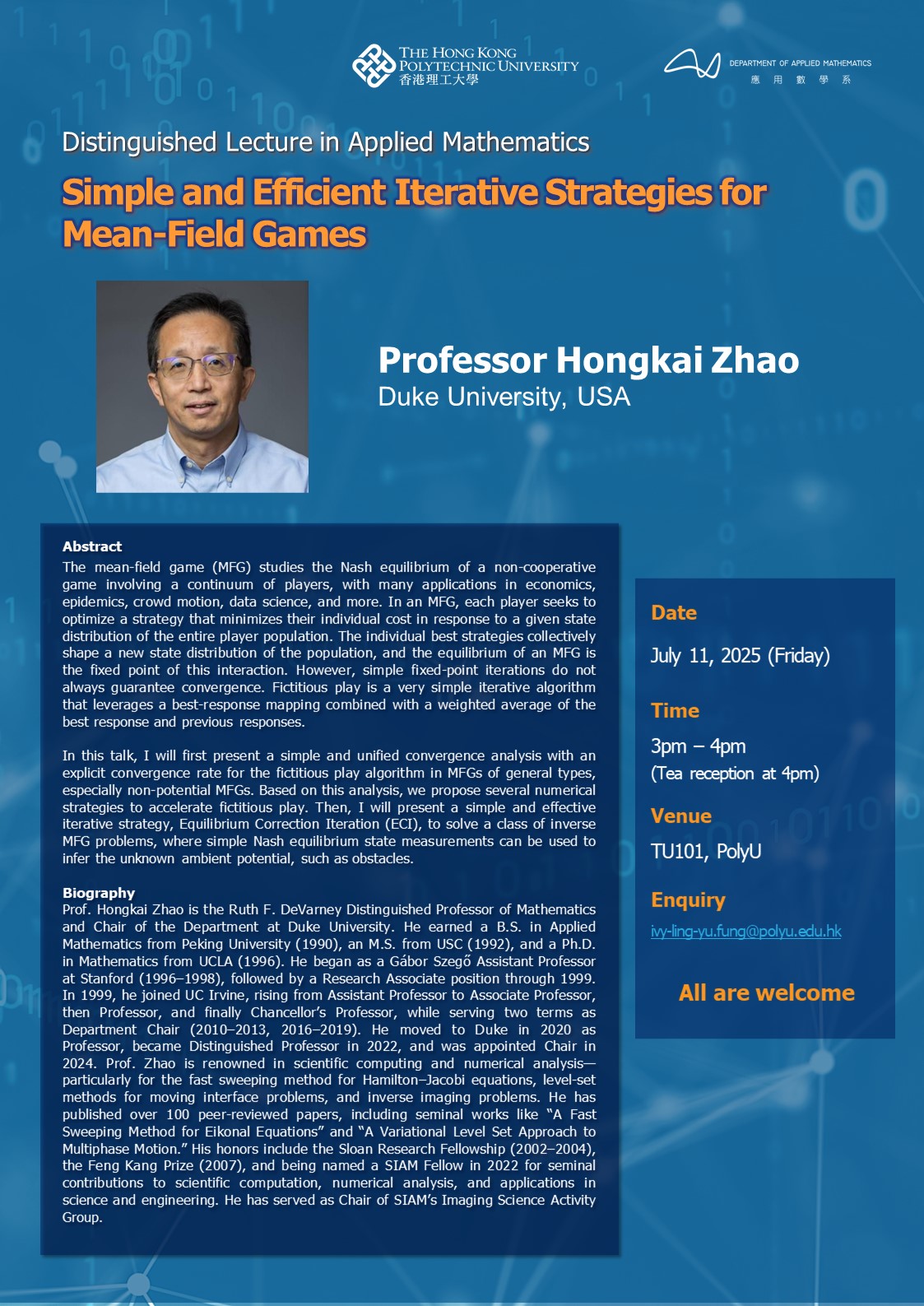 AMA DL in Applied MathProf Hongkai Zhao 11 July 20252
