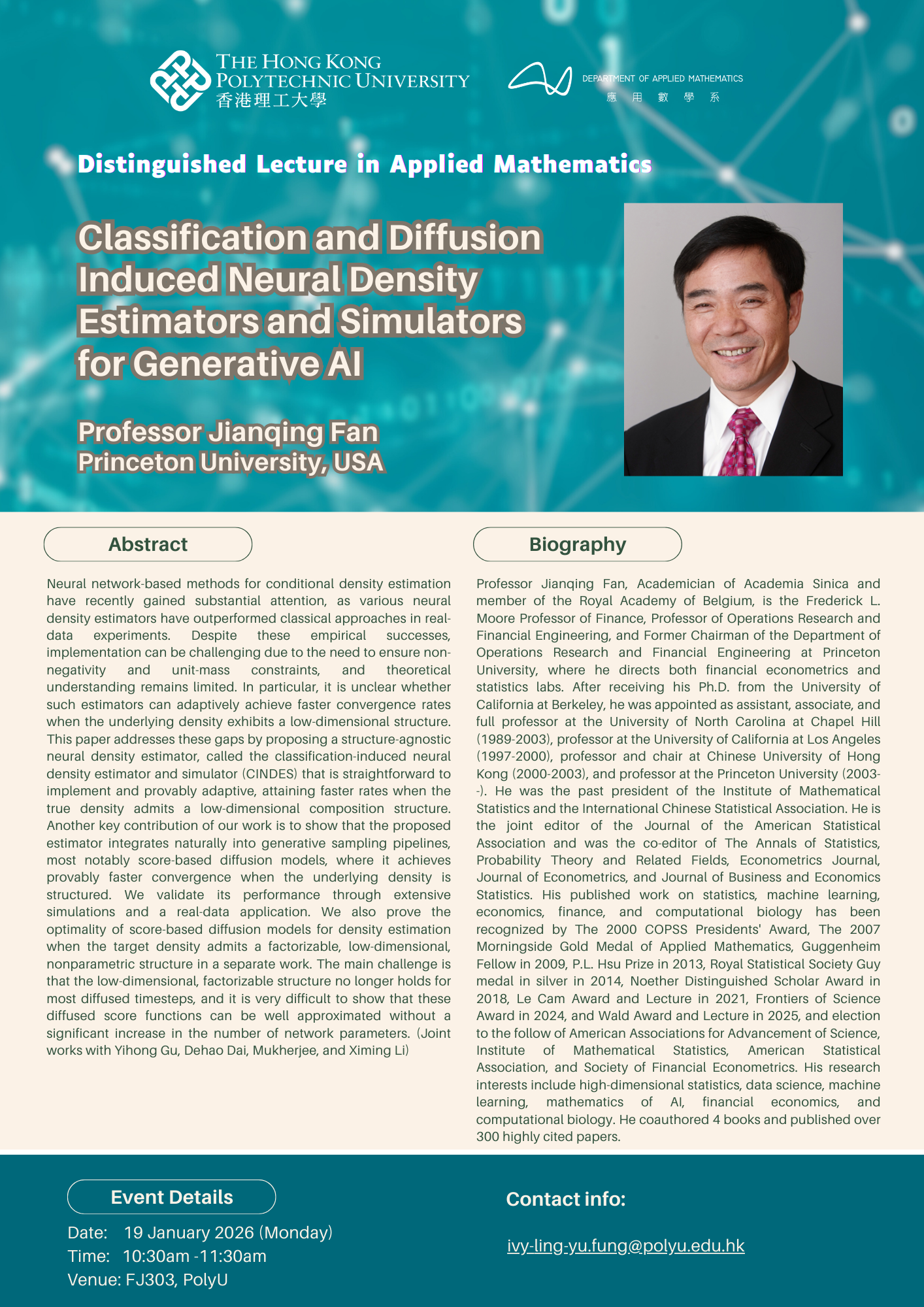 AMA DL by Prof Fan Jianqing 19 Jan 20261