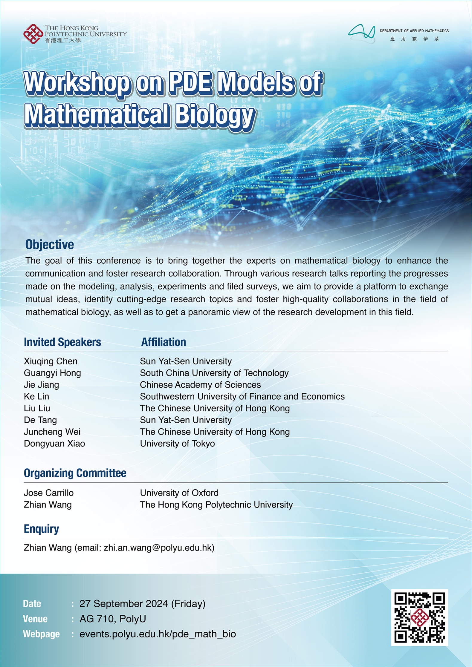 Workshop on PDE Models of Mathematical Biology | Department of Applied ...