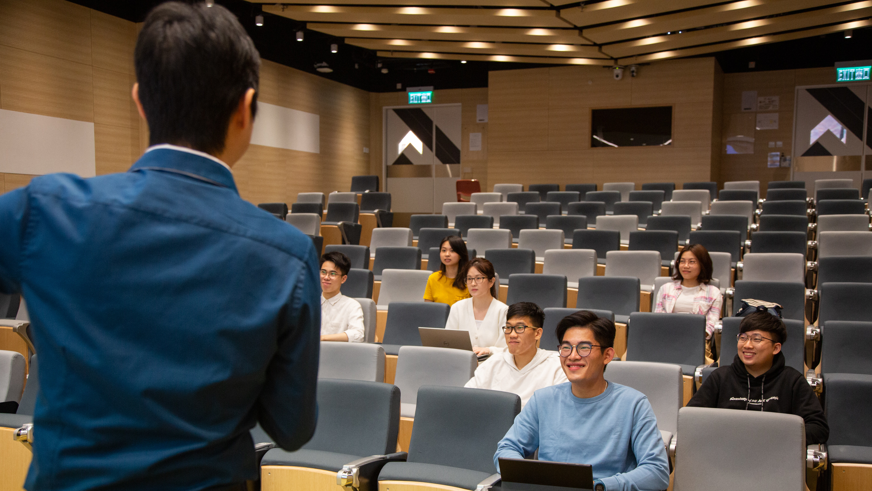 having lecture in lecture hall