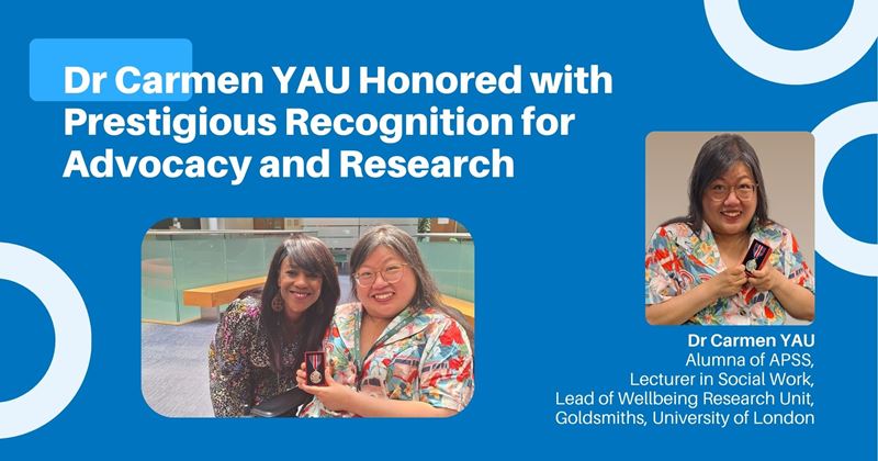 Dr Carmen YAU Honored with Prestigious Recognition for Advocacy and Research