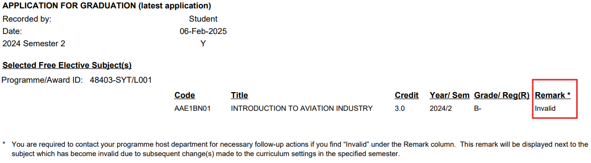 Example1-Invalid Free Elective