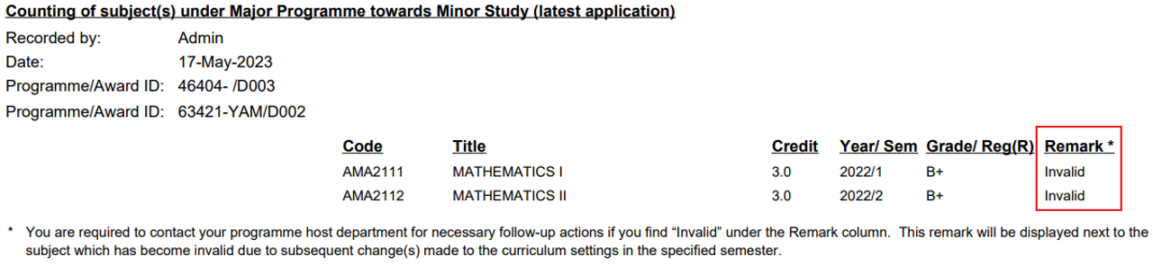 Example2-Invalid Major Minor Overlapping