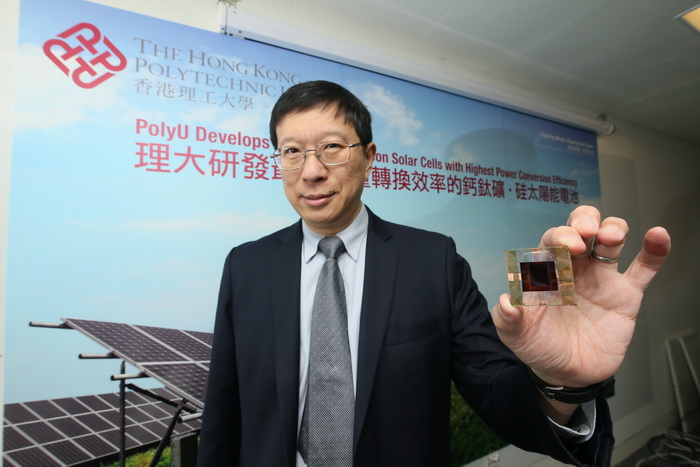 Professor Charles Chee Surya, Clarea Au Endowed Professor in Energy, developed perovskite-silicon tandem solar cells with 25.5% power conversion efficiency.