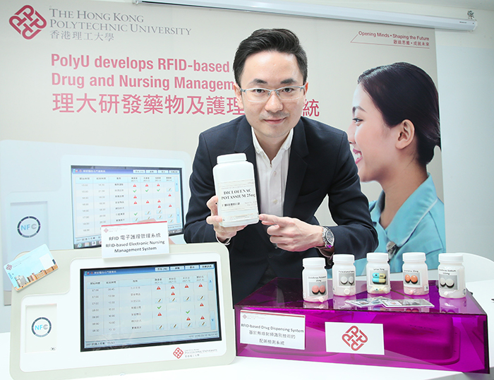 Dr. George Ho, Teaching Fellow of Department of Industrial and Systems Engineering, PolyU and his research team develop smart healthcare systems to ensure accurate drugs dispensation and to improve nursing services efficiency and quality. 