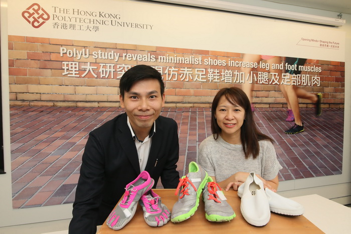 Dr Roy Cheung (left), Assistant Professor in PolyU's Department of Rehabilitation Sciences, and Miss Wylie Tsang, participant in the research, share the findings and experience respectively.  
