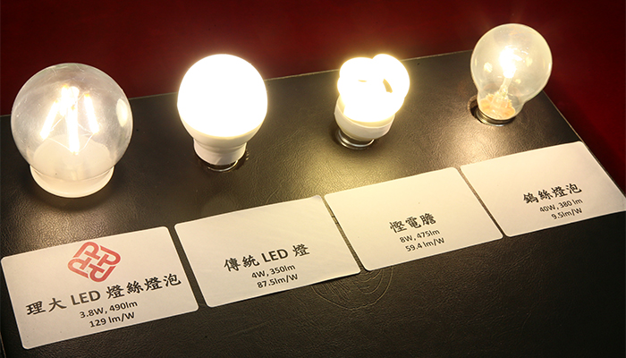 PolyU’s LED filament bulb and other bulbs 