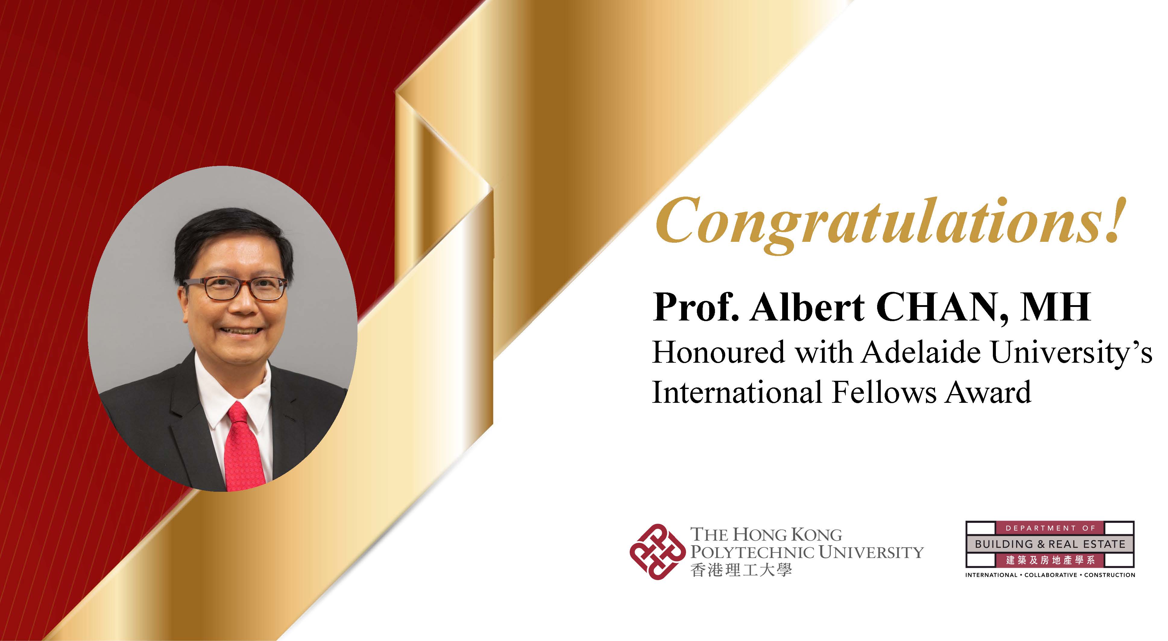Prof Albert CHAN Adelaide University International Fellows Awardr