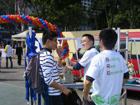 a very nice visitor being attracted to our booth