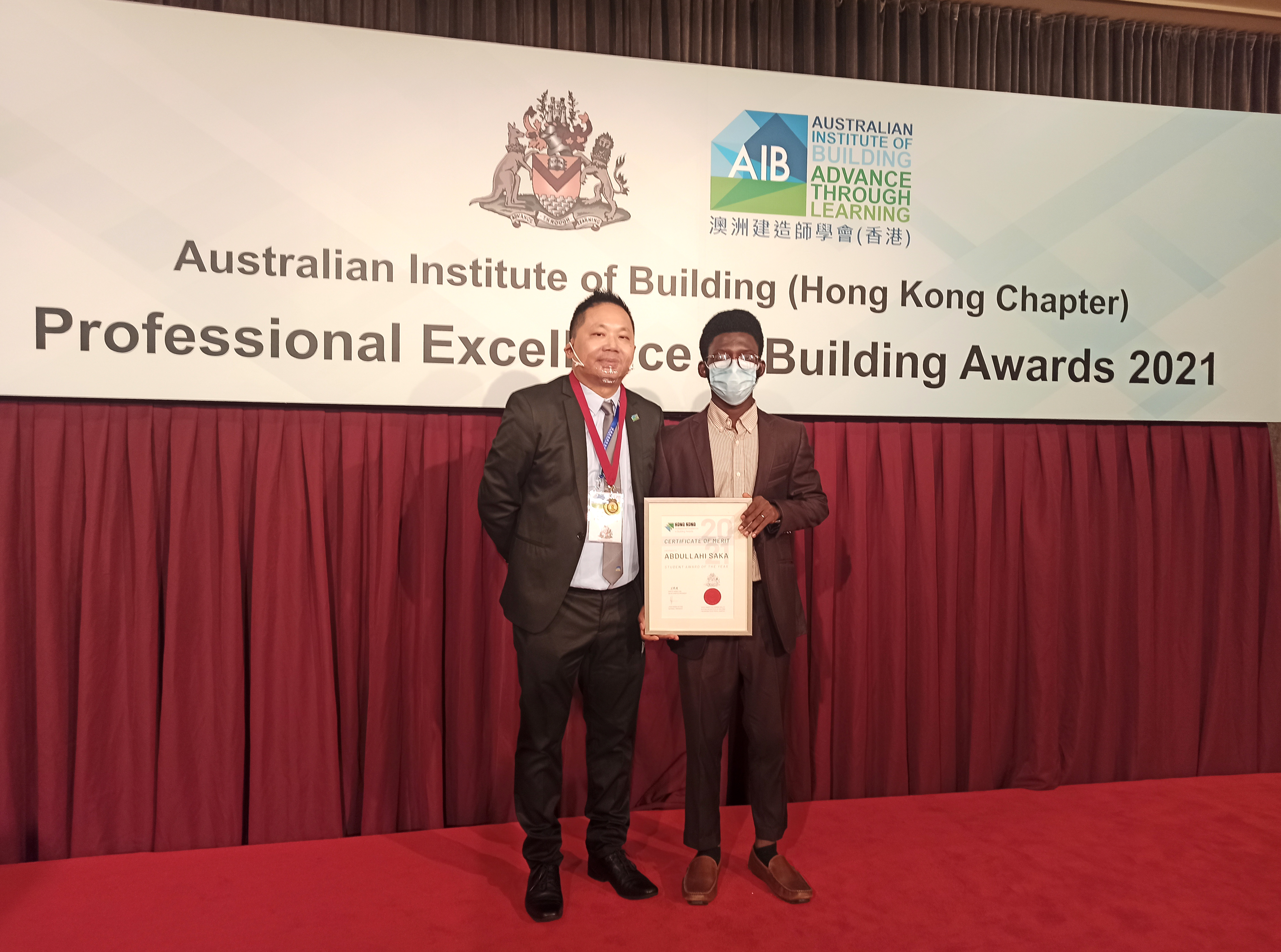 BRE PhD Student Winning the AIB(HK) Professional Excellence in Building ...