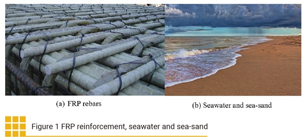 Figure 1 FRP reinforcement, seawater and sea-sand