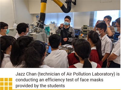 Jazz Chan (technician of Air Pollution Laboratory) is conducting an efficiency test of face masks provided by the students