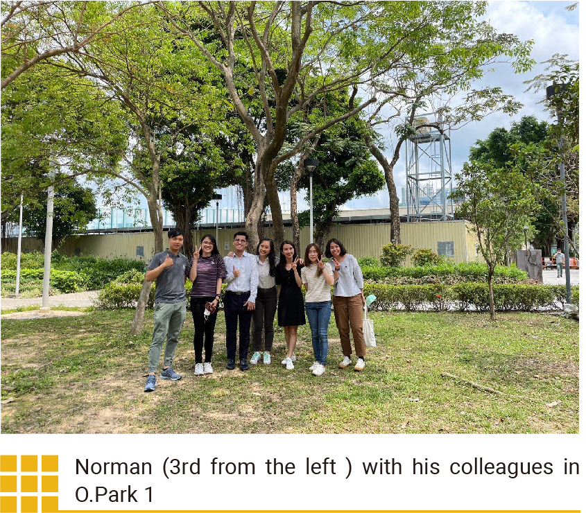 Norman (3rd from the left) with his colleagues in O·Park 1