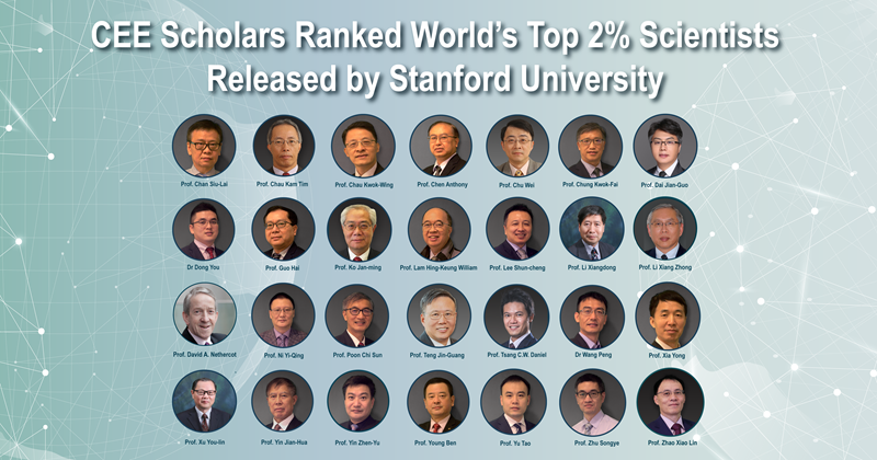 Twenty-eight CEE Scholars Ranked World’s Top 2% Scientists Released by Stanford University