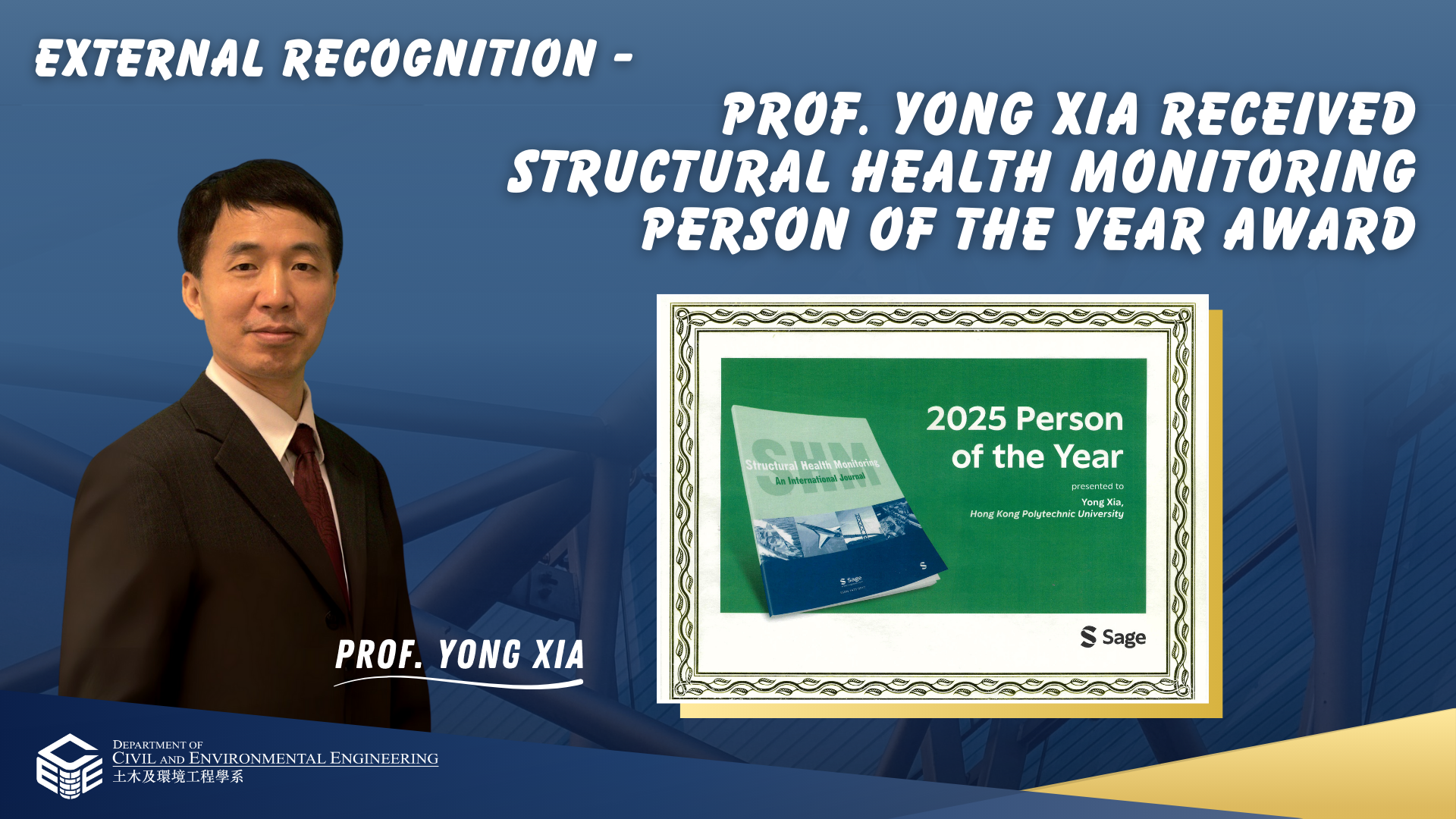 4 Prof Yong Xia Received Structural Healthcov