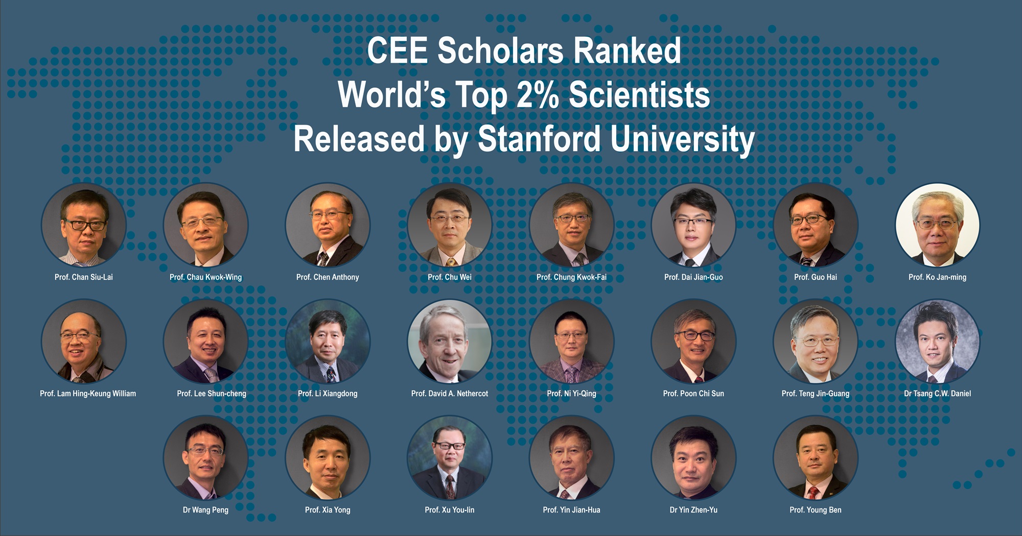 22 CEE Scholars Ranked World’s Top 2 Scientists Released by Stanford