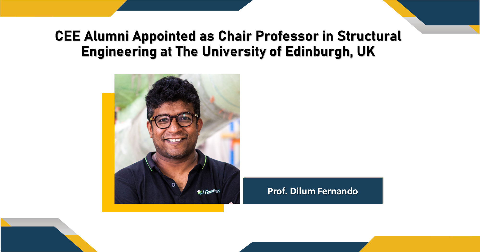 webCEE Alumni Appointed as Chair Professor in Structural Engineering at The University of Edinburgh