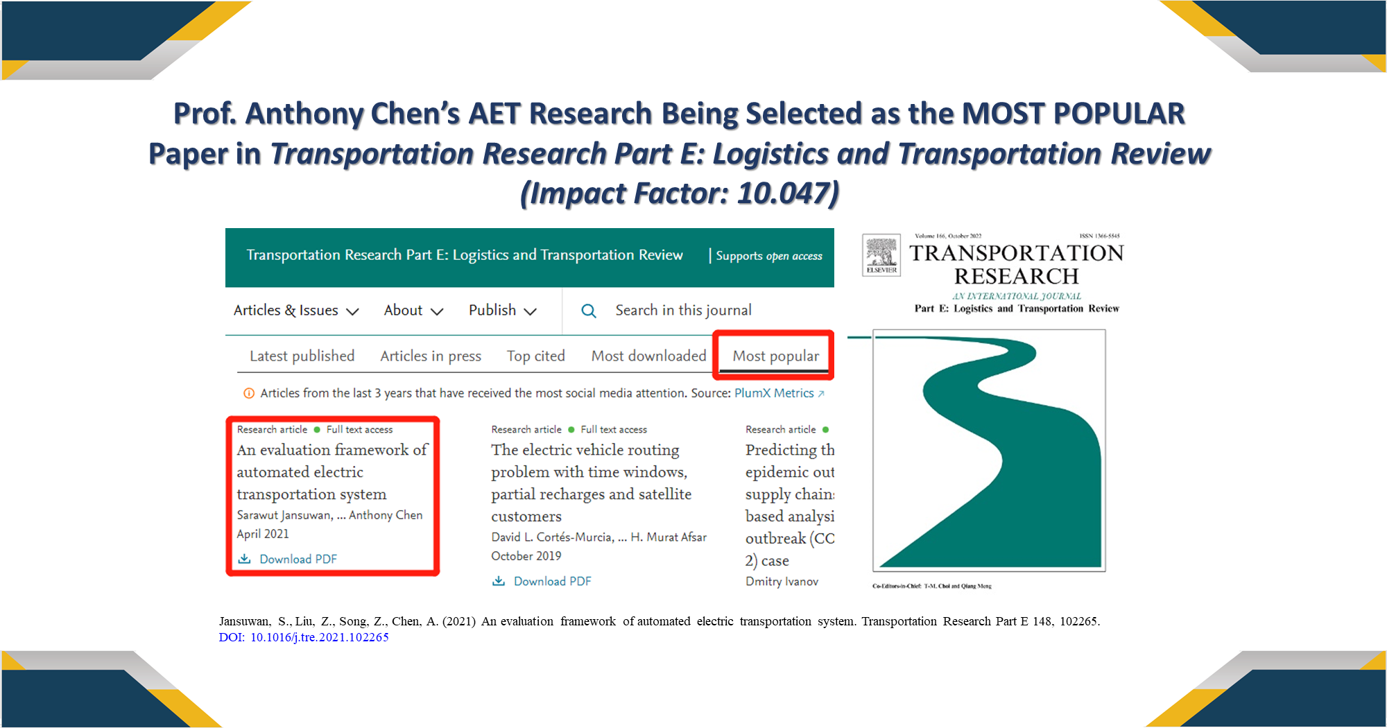 transportation research part e logistics and transportation review impact factor