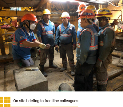 On-site briefing to frontline colleagues