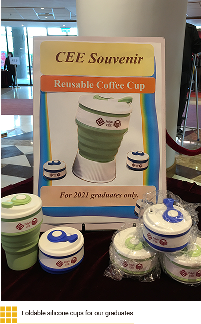 Foldable silicone cups for our graduates.