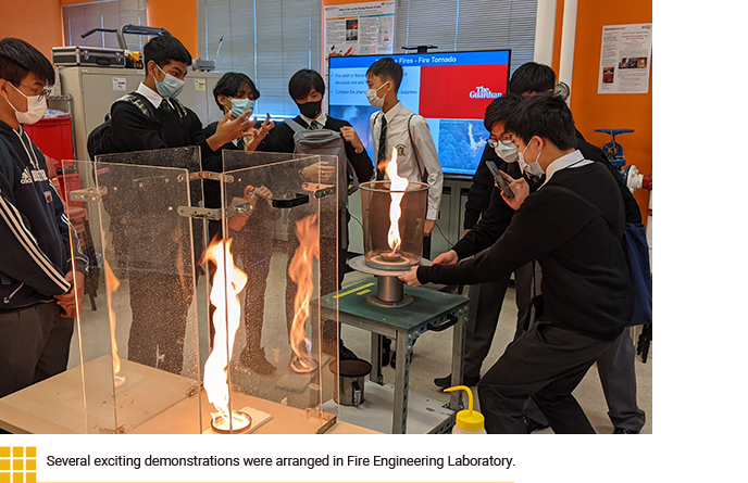 Several exciting demonstrations were arranged in Fire Engineering Laboratory.