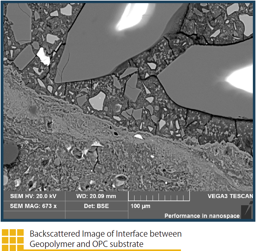 Backscattered Image of Interface between Geopolymer and OPC substrate