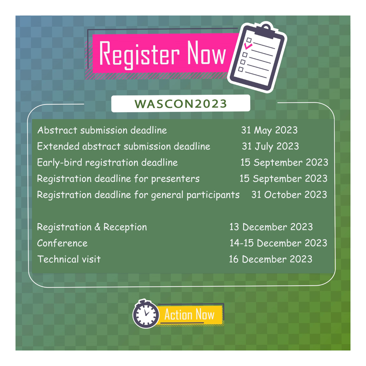 WASCON2023 The Hong Kong Polytechinic University Key Dates
