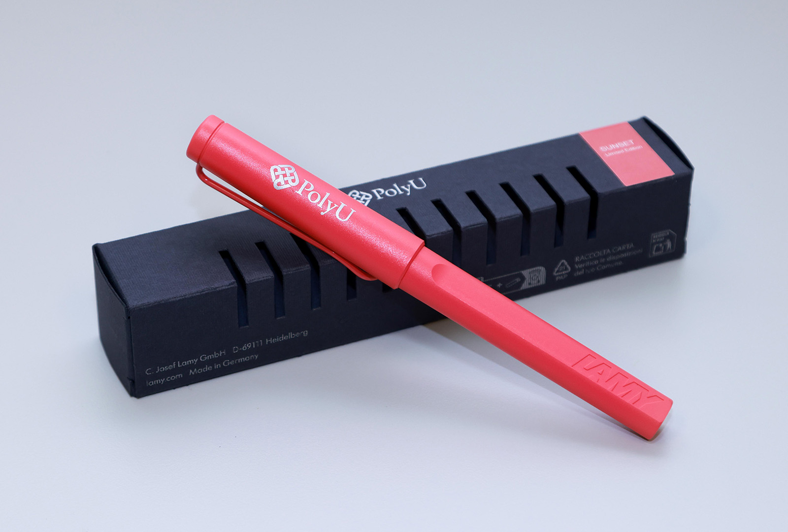 Lamy Safari Red Rollerball Pen with PolyU logo_C02