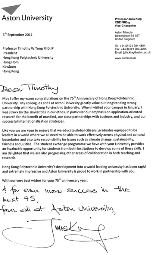 message from Prof. Julia King