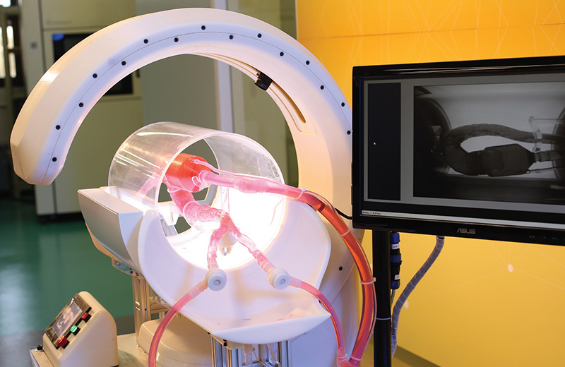 模擬系統讓醫護人員採用為病人度身訂造的三維打印血管及瓣膜，重覆試驗手術的步驟。