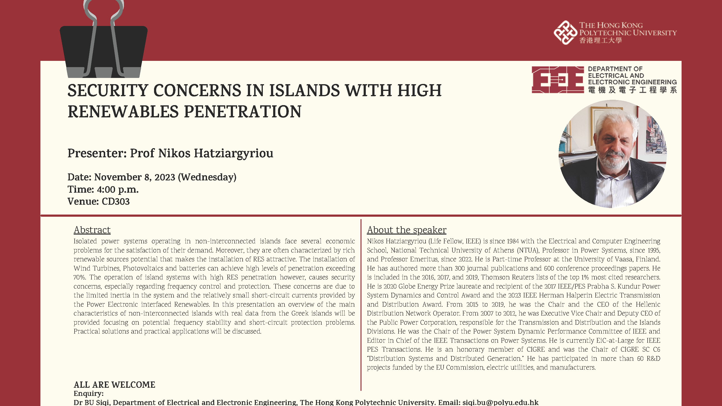 2023-11-08 SECURITY CONCERNS IN ISLANDS WITH HIGHRENEWABLES PENETRATION - Seminar