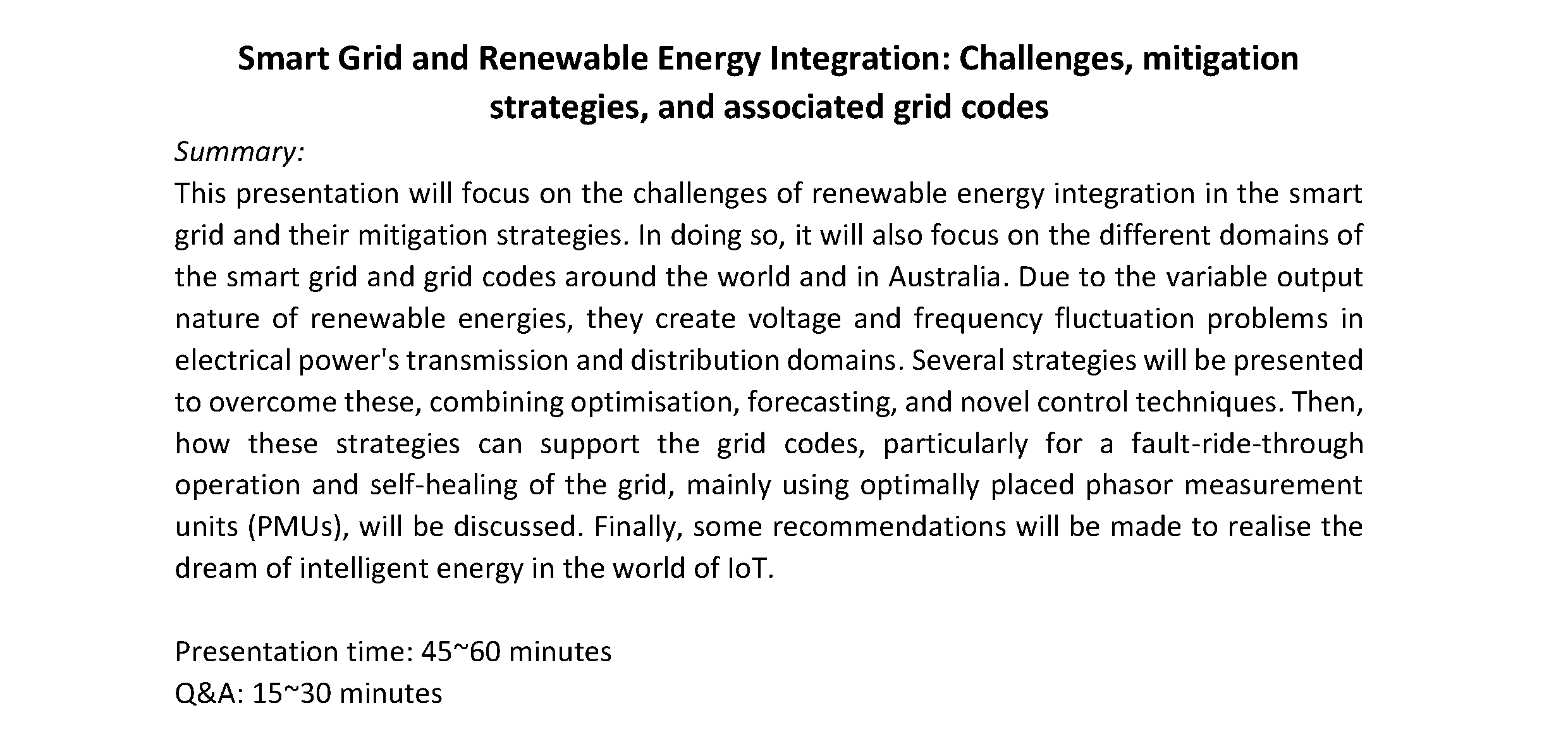 2023-11-14 Seminar on Smart Grid and Renewable Energy Integration - P1