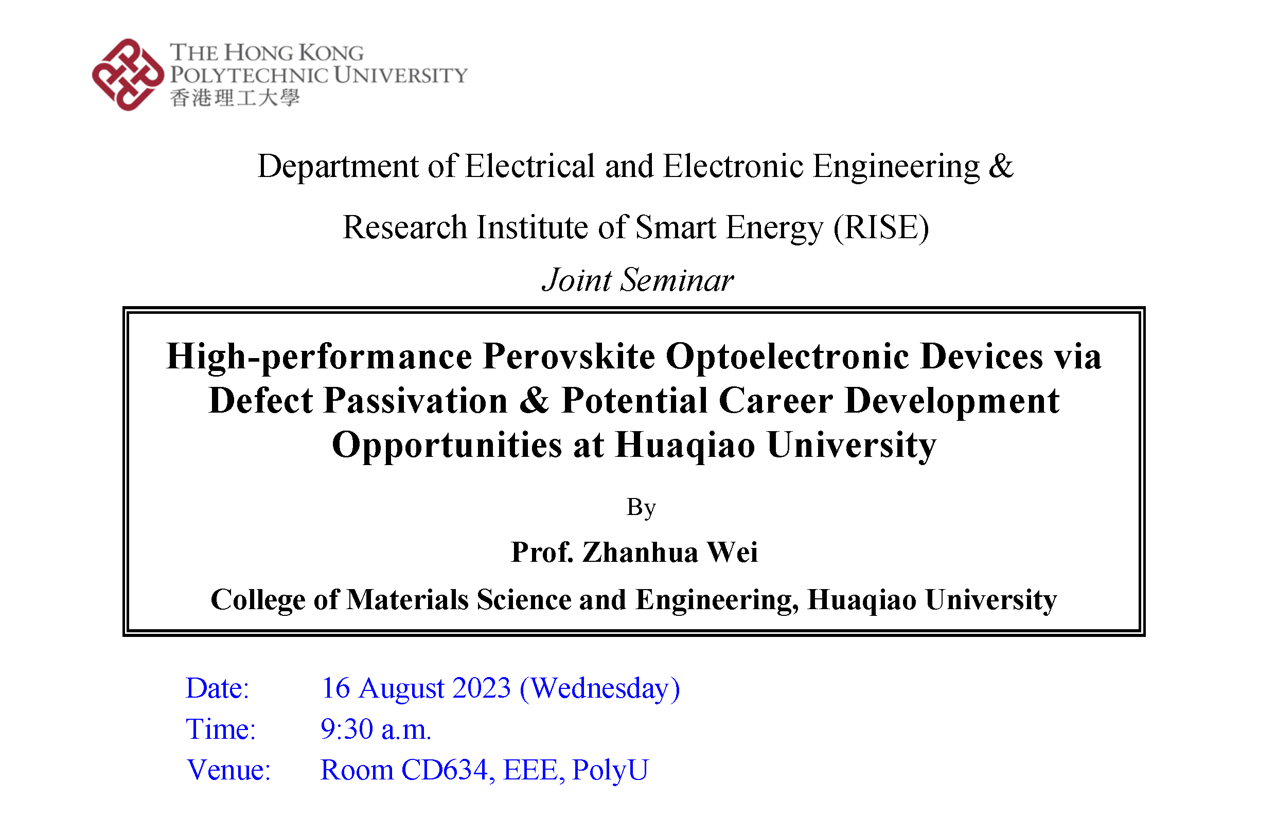 Seminar 20230816 Highperformance Perovskite Optoelectronic Devices via Defect Passivation  Potential