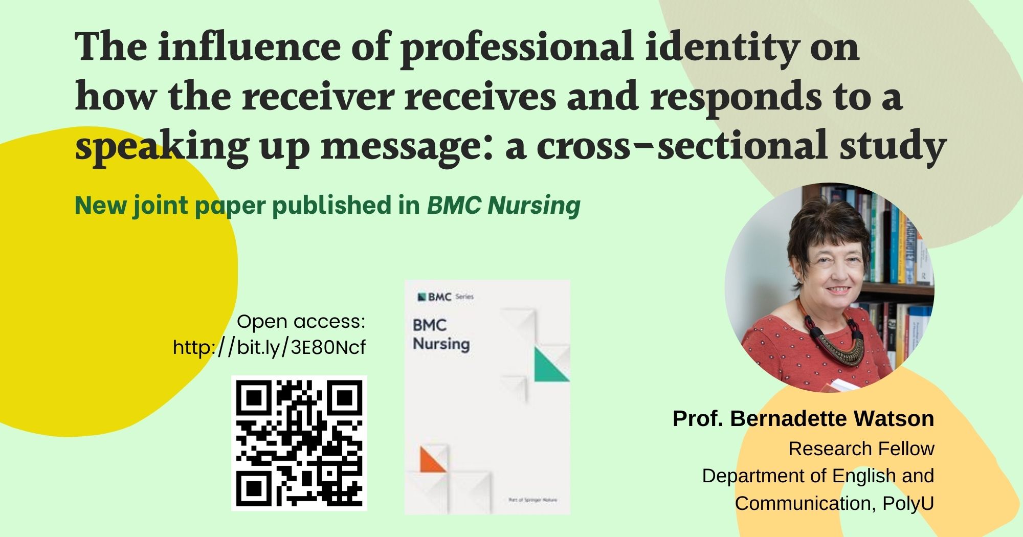Prof Bernadette Watson  New joint paper in BMC